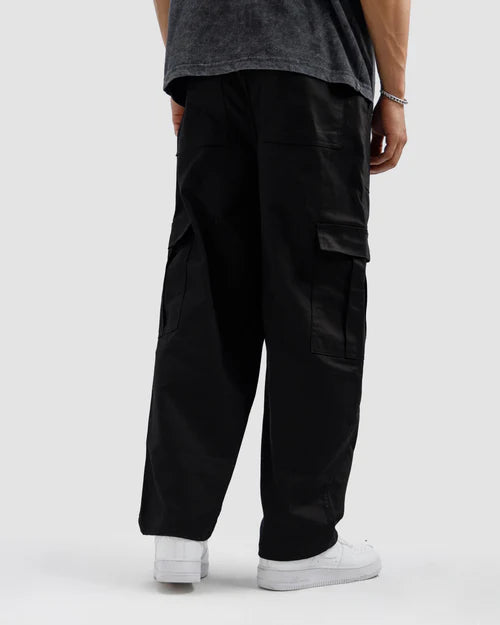 Black Cargo Pant Straight Fit