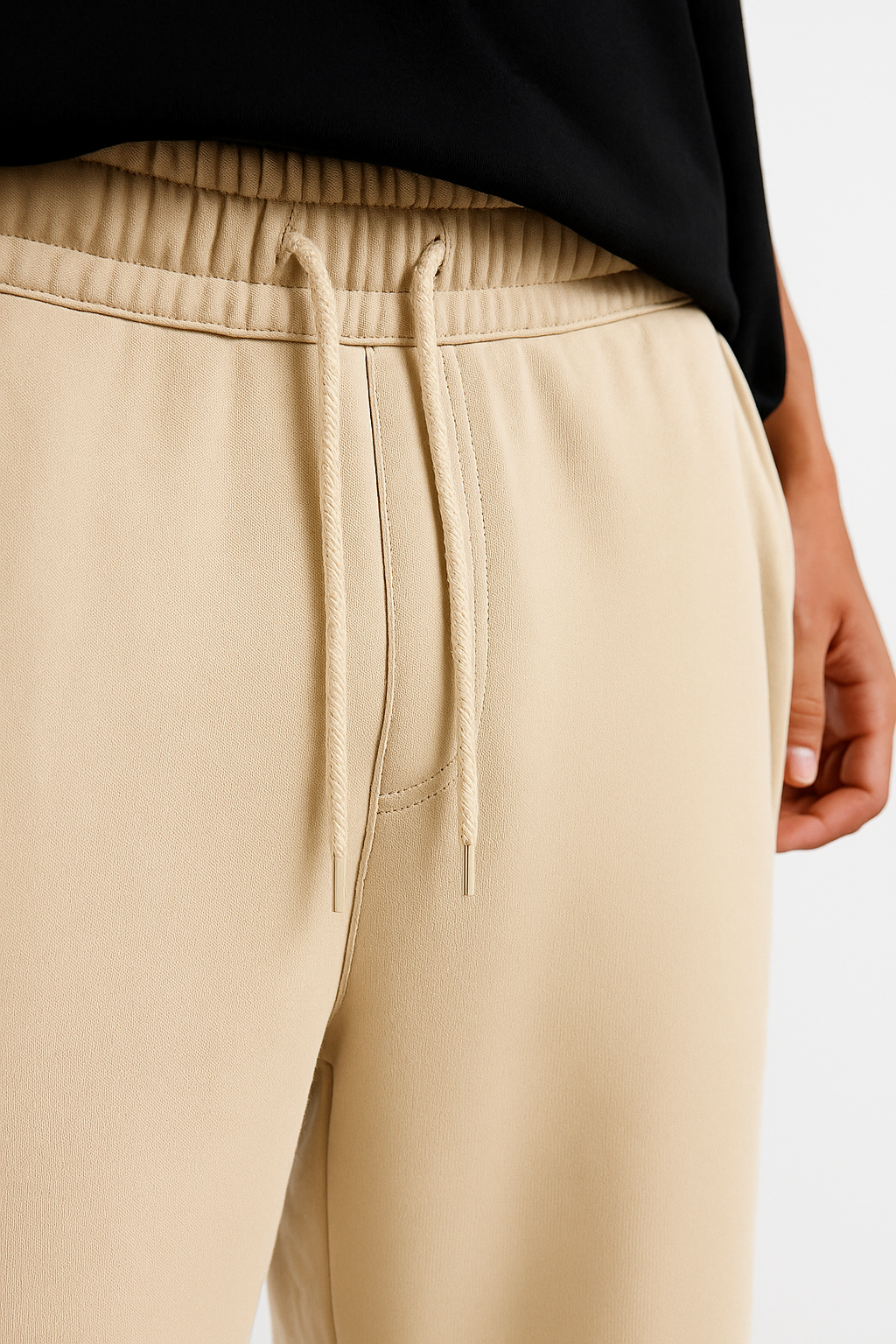 Biege Pleated Essential Trouser