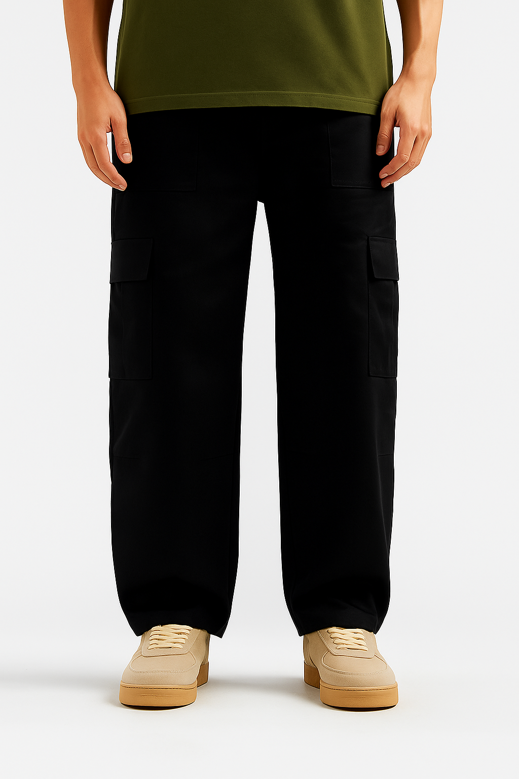 Black Cargo Pant Straight Fit