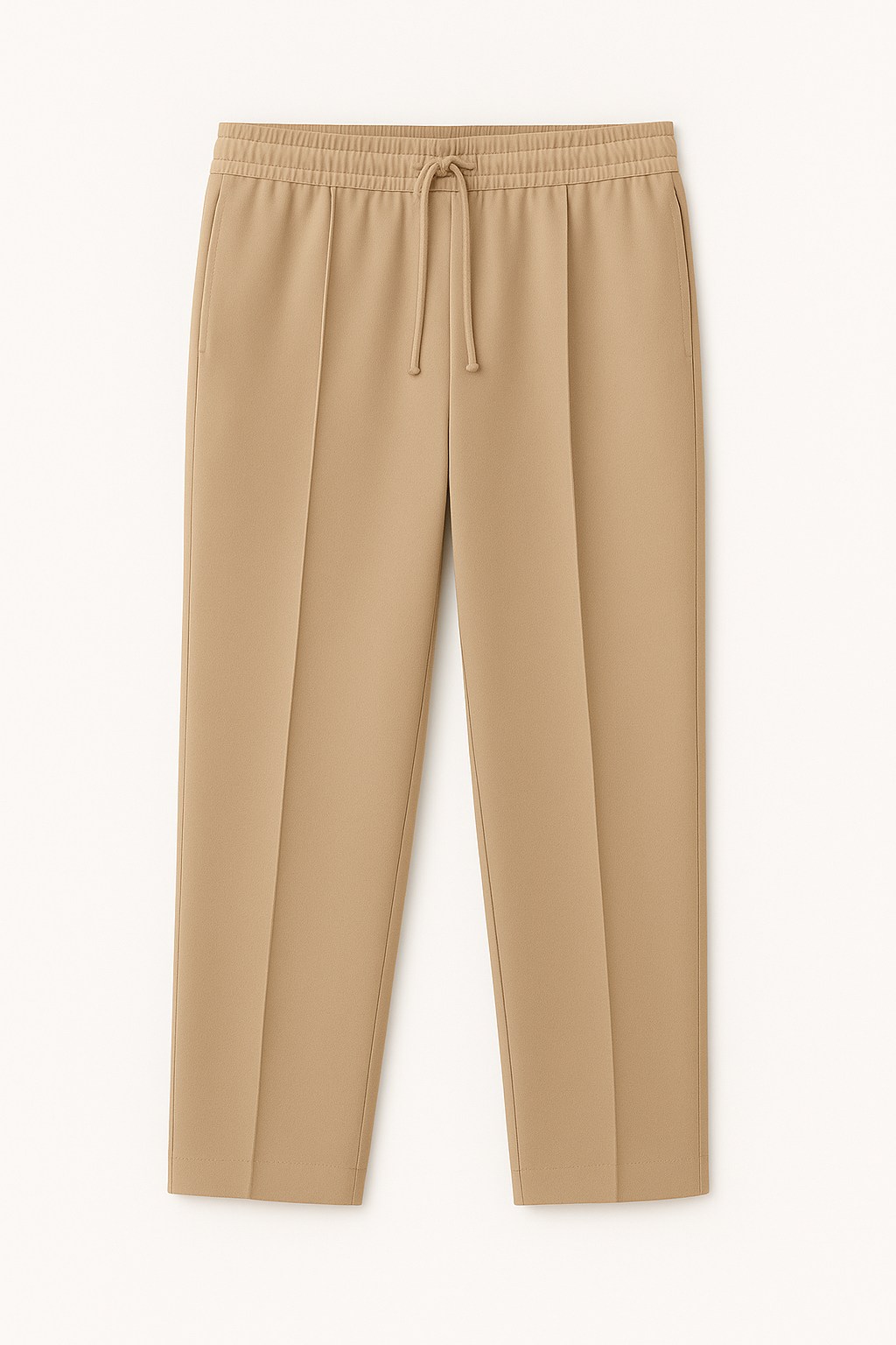 Biege Pleated Essential Trouser