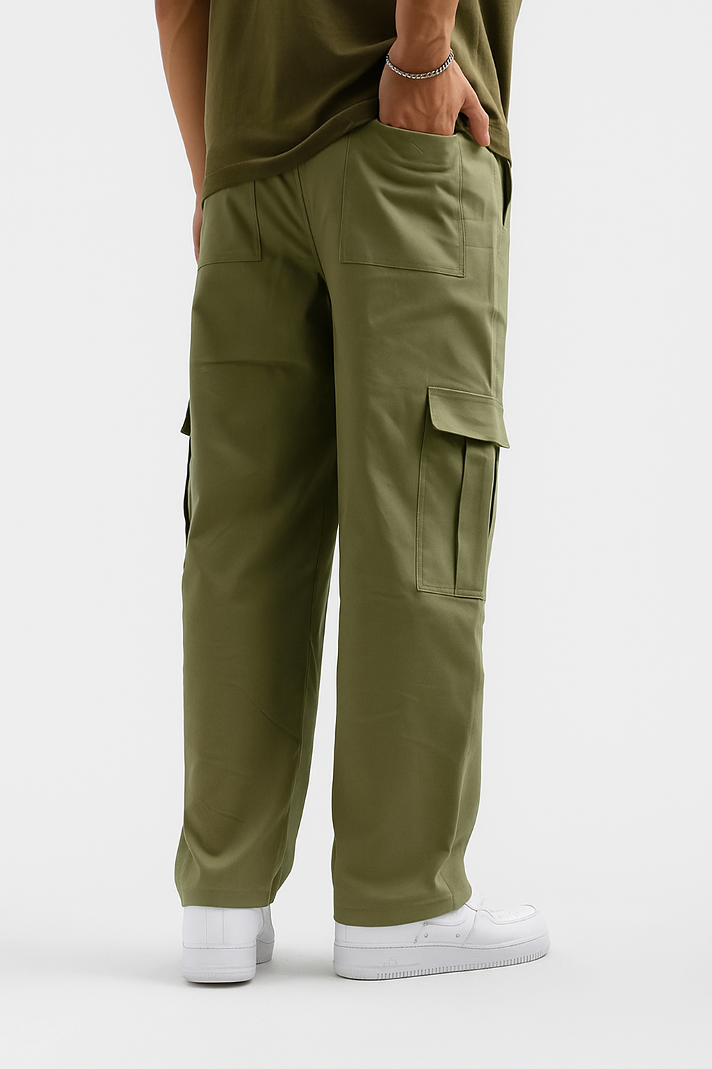 Olive Green Cargo Pant Straight Fit